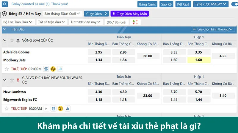 Khám phá các loại kèo thẻ phạt chi tiết và mẹo chơi kèo tài xỉu thẻ phạt